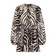 Dagjurk met zebraprint en pofmouwen Dolce & Gabbana , Black , Dames