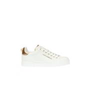 Witte leren sneakers met gouden en witte logo-applicaties Dolce & Gabb...