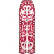 Majolica-print Zijden Broek Dolce & Gabbana , Multicolor , Dames