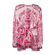 Elegante Zijden Blouse voor Vrouwen Dolce & Gabbana , Pink , Dames