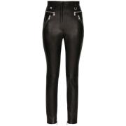 Zwarte imitatieleren leggings met ritszakken Dolce & Gabbana , Black ,...