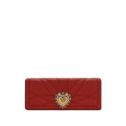 Rode Logo-Plaque Leren Clutch Tas Dolce & Gabbana , Red , Dames