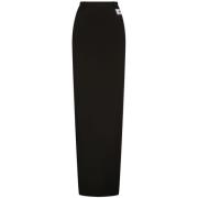 Zwarte Maxi Rok met Uniek Nummer Patch Dolce & Gabbana , Black , Dames