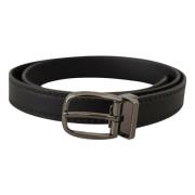 Zwart Leren Metalen Logo Gesp Riem Dolce & Gabbana , Black , Heren