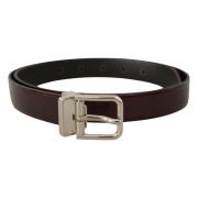 Bruin Patentleren Metalen Gesp Riem Dolce & Gabbana , Brown , Heren