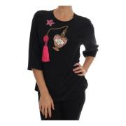 Glamoureuze Kristallen Zijden Blouse Dolce & Gabbana , Black , Dames