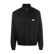 Zwarte lichtgewicht nylon jas met hoge kraag Dolce & Gabbana , Black ,...