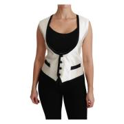 Luxe Zijden Vest met Logo Details Dolce & Gabbana , White , Dames