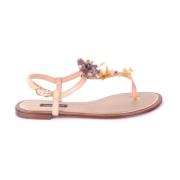Stijlvolle platte sandalen voor vrouwen Dolce & Gabbana , Pink , Dames
