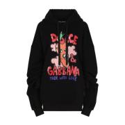 Zwart Oversize Katoenmix Sweatshirt Dolce & Gabbana , Black , Dames