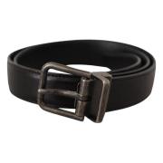 Zwart Kalfsleren Logo Riem Dolce & Gabbana , Black , Heren