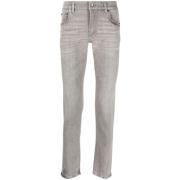 Slim-Fit Grijze Overdyed Jeans Dolce & Gabbana , Gray , Heren