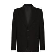 Stijlvolle Logo-Patch Blazer Dolce & Gabbana , Black , Heren