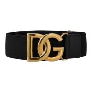 Zwarte elastische Riem met goudkleurige gesp Dolce & Gabbana , Black ,...
