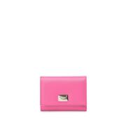 Compact Leren Portemonnee/Kaarthouder Dolce & Gabbana , Pink , Dames