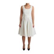 Witte gepunte katoenen A-lijn jurk Dolce & Gabbana , White , Dames