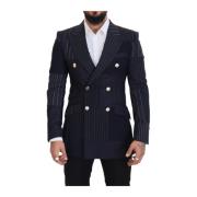 Navy Blauwe Wol Blend Dubbel Breasted Blazer Dolce & Gabbana , Blue , ...