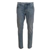 Blauwe Wassing Slim Fit Katoenen Denim Jeans Dolce & Gabbana , Blue , ...