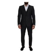 Grijze Martini 3-delig Slim Fit Pak Dolce & Gabbana , Gray , Heren