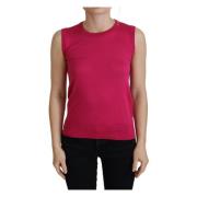 Roze Zijden Vest Pullover Crewneck Tank Top Dolce & Gabbana , Pink , D...