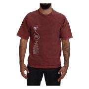 Maroon Print Ronde Hals T-shirt Dolce & Gabbana , Brown , Heren