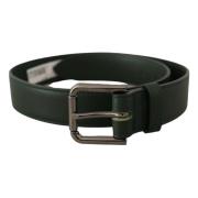 Army Green Leren Logo Riem Dolce & Gabbana , Green , Dames