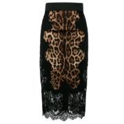 Luipaardprint kokerrok Dolce & Gabbana , Black , Dames