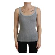 Grijze Katoenen Modal Tank Top T-shirt Dolce & Gabbana , Gray , Dames