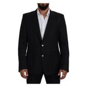 Zwarte Martini Bedrukte Voering Jas Blazer Dolce & Gabbana , Black , H...