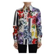 Multicolor Bloemenkatoenen Blouse met Kraag Dolce & Gabbana , Multicol...