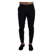 Blauwe Stretch Katoenen Slim Broeken Chinos Broeken Dolce & Gabbana , ...