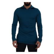 Blauwe Katoenen Kraag Pullover Trui Dolce & Gabbana , Blue , Heren