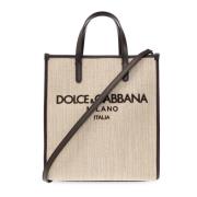 Shopper tas met logo Dolce & Gabbana , Beige , Dames