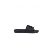 Zwarte rubberen flip-flops met logo Dolce & Gabbana , Black , Heren