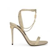 Goudkleurige Sandalen met Hangslot Detail Dolce & Gabbana , Yellow , D...