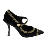 Zwarte Versierde Velvet Mary Jane Pumps Dolce & Gabbana , Black , Dame...