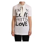 Witte Katoenen Zijden I'm In Love Top T-shirt Dolce & Gabbana , White ...