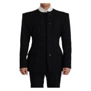 Prachtige Zwarte Wol Double Breasted Blazer Jas Dolce & Gabbana , Blac...