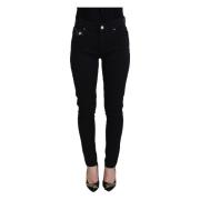 Zwarte Skinny Mid Waist Denim Jeans Dolce & Gabbana , Black , Dames