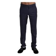 Navy Blauwe Slim Fit Jurk Broek Dolce & Gabbana , Blue , Heren