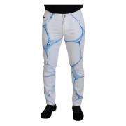 Witte Blauwe Denim Skinny Fit Jeans Dolce & Gabbana , White , Heren