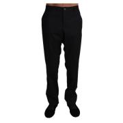 Zwarte Wol Stretch Jurkbroek Dolce & Gabbana , Black , Heren