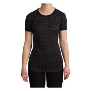 Zwarte gestippelde crewneck katoenen T-shirt Dolce & Gabbana , Black ,...