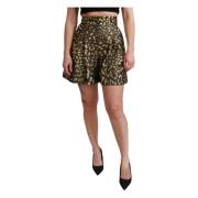 Zwarte Gouden Hoge Taille Mini Katoenen Shorts Dolce & Gabbana , Black...