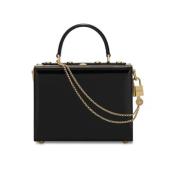 Zwarte Patent Vierkante Tote Tas Dolce & Gabbana , Black , Dames