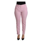 Roze Tapered Broek van Virgin Wol Dolce & Gabbana , Pink , Dames