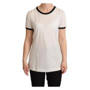 Witte gestippelde crewneck katoenen T-shirt Dolce & Gabbana , White , ...