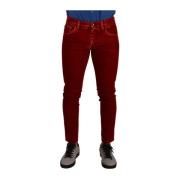 Rode Skinny Denim Jeans van Katoen met Stretch Dolce & Gabbana , Red ,...