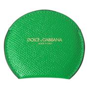Groene Leren Ronde Logo Handspiegelhouder Dolce & Gabbana , Green , Da...
