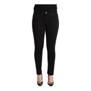 Zwarte Katoenen Mid Waist Denim Slim Fit Jeans Dolce & Gabbana , Black...